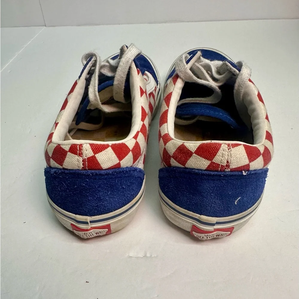 Vans Old Skool Pro‎ Red White Blue Checkerboard Sz 6.5